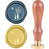 Water Bottle and Moon Wood Handle Wax Seal Stamp
