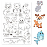 Craspire Arctic Critters, Reindeer, Polar Bear, Arctic Fox, Rabbit, Walrus, Narwhal Clear Silicone Stamp Seal for Card Making Decoration and DIY Scrapbooking