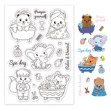 Craspire Bath, Bear, Kitten, Baby Elephant, Fox, Soap, Bath Ball, Shower Gel, Duckling, Scissors, Bone, Comb Clear Silicone Stamp Seal for Card Making Decoration and DIY Scrapbooking