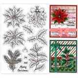 Craspire Winter Plants, Poinsettia, Mistletoe, Holly, Pine Branches Clear Silicone Stamp Seal for Card Making Decoration and DIY Scrapbooking