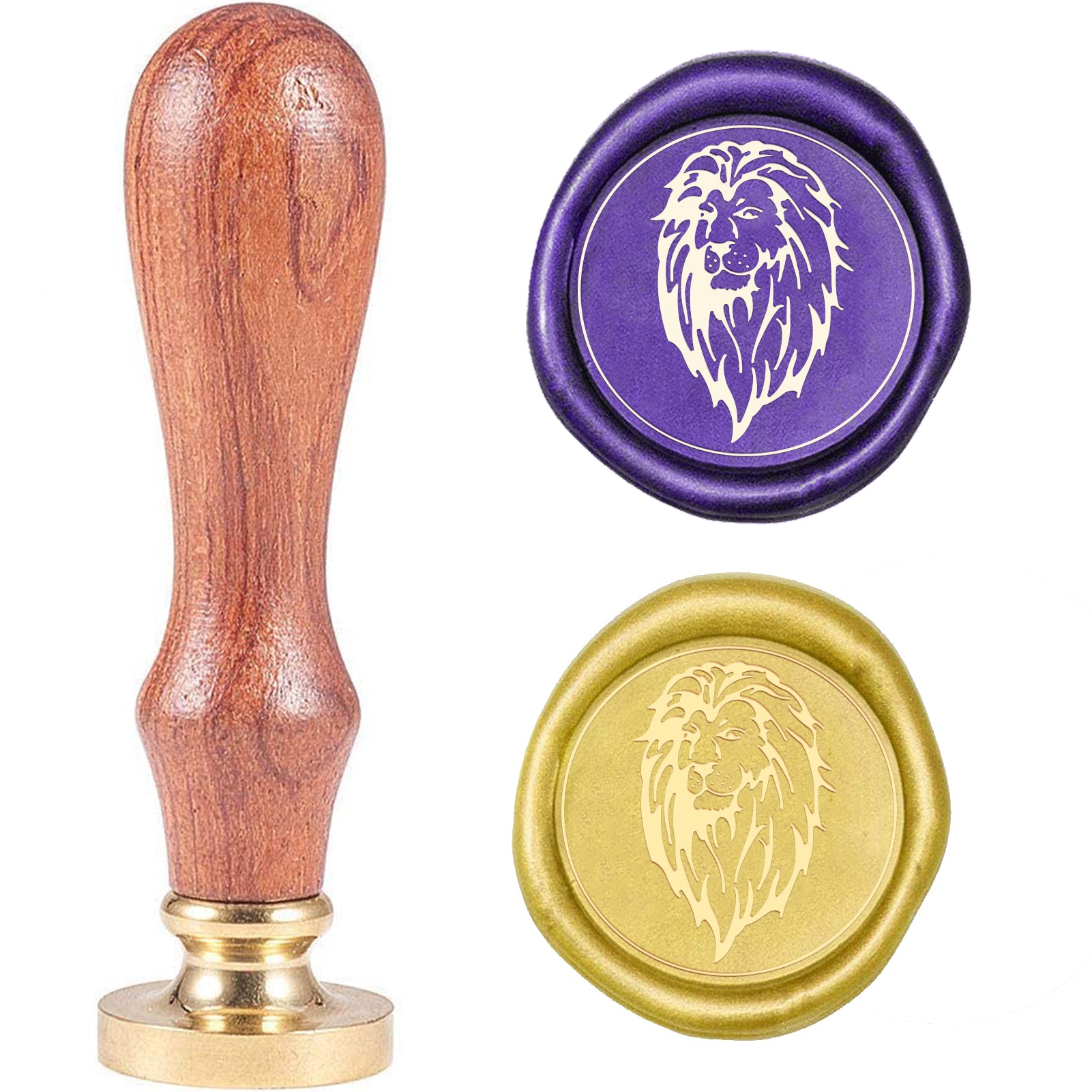 Lion Head-3 Wood Handle Wax Seal Stamp