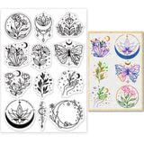 Craspire Plants, Moon, Butterfly Clear Stamps Silicone Stamp Seal for Card Making Decoration and DIY Scrapbooking