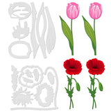 CRASPIRE Tulips and Poppies Carbon Steel Cutting Dies Stencils, for DIY Scrapbooking/Photo Album, Decorative Embossing DIY Paper Card