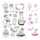 Craspire Clear Silicone Stamp Seal for Card Making Decoration and DIY Scrapbooking, Includes Easter Bunnies, Chicks, Lilies, Easter Eggs, Carrots, Bows
