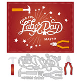CRASPIRE Labor Day, Happy Labor Day, Tool Carbon Steel Cutting Dies Stencils, for DIY Scrapbooking/Photo Album, Decorative Embossing DIY Paper Card