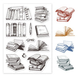 Craspire Book , Bookshelf, Quill, Inkwell, Glasses Clear Stamps Silicone Stamp Seal for Card Making Decoration and DIY Scrapbooking