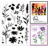 CRASPIRE Wildflowers, Plant Silhouettes, Flowers, Leaves Clear Silicone Stamp Seal for Card Making Decoration and DIY Scrapbooking