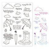 Craspire Rain Boots, Umbrella, Cloud, Raindrops, Bird Clear Silicone Stamp Seal for Card Making Decoration and DIY Scrapbooking