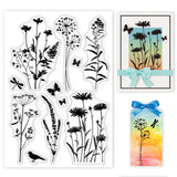 Craspire Flowers Leaves Plant Silhouette Daisy Lavender Wildflower Stamp Clear Silicone Stamp Seal for Card Making Decoration and DIY Scrapbooking