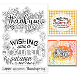 Craspire Thank You, Phrase Greeting, Happy Autumn, Thanksgiving Wishes, Autumn Leaves Clear Stamps Seal for Card Making Decoration and DIY Scrapbooking