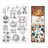 Craspire Retro, Coffee Tools, Coffee Beans, Greetings Clear Silicone Stamp Seal for Card Making Decoration and DIY Scrapbooking