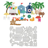 CRASPIRE Seaside, Beach, Swimming Ring, Sun Umbrella, Coconut Tree, Surfboard Carbon Steel Cutting Dies Stencils, for DIY Scrapbooking/Photo Album, Decorative Embossing DIY Paper Card