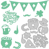 CRASPIRE St. Patrick's Day, Clover, Hat, Flag, Beer, Gold Coins Carbon Steel Cutting Dies Stencils, for DIY Scrapbooking/Photo Album, Decorative Embossing DIY Paper Card