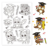 Craspire Graduate, Study, Animal, Owl, Books Graduate, Study, Animal, Owl, Books Clear Silicone Stamp Seal for Card Making Decoration and DIY Scrapbooking