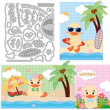 CRASPIRE Summer, Duck, Beach, Coconut, Umbrella, Surf Carbon Steel Cutting Dies Stencils, for DIY Scrapbooking/Photo Album, Decorative Embossing DIY Paper Card