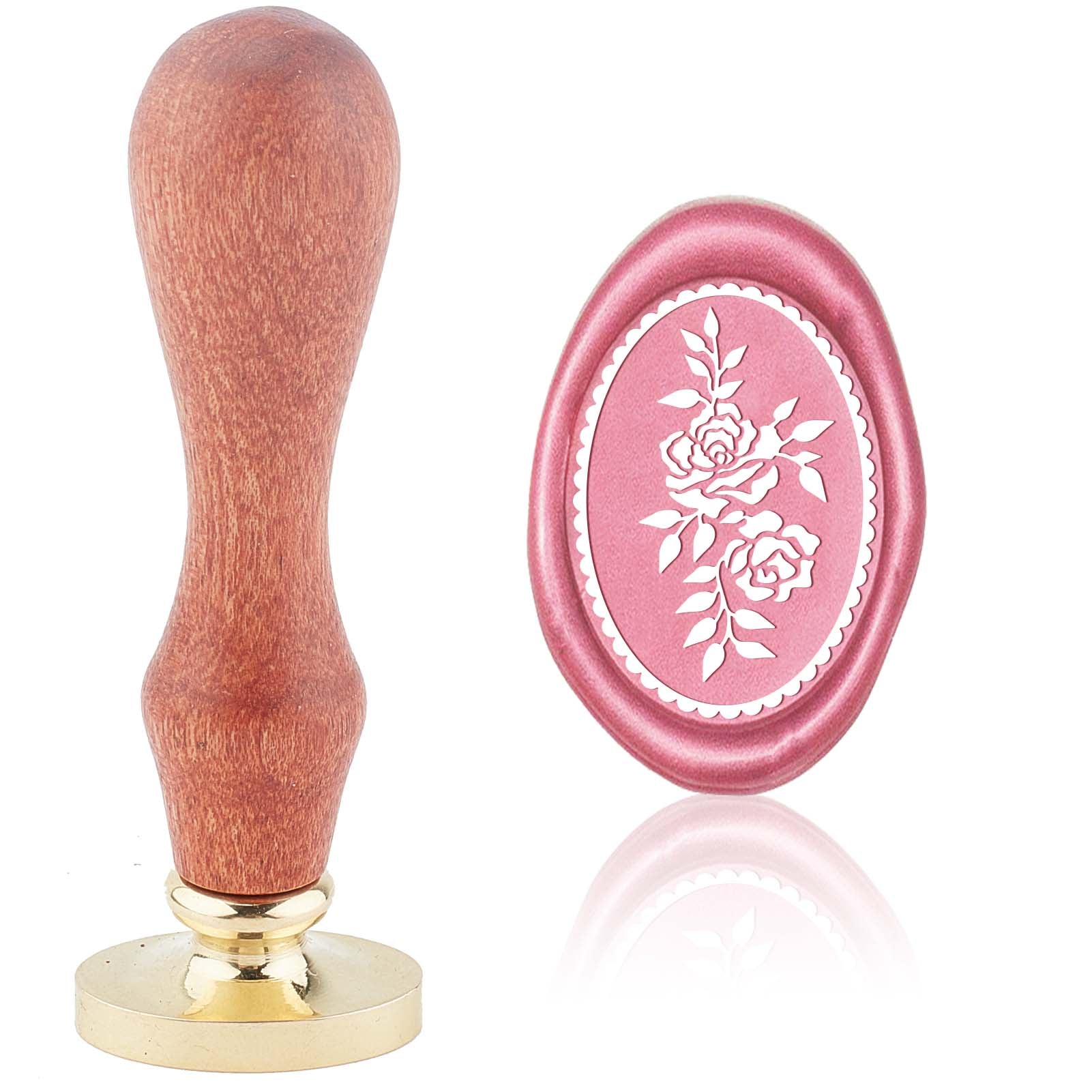 Rose Wood Handle Oval Wax Seal Stamp