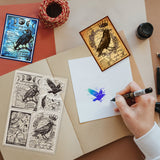 Craspire Custom PVC Plastic Clear Stamps, for DIY Scrapbooking, Photo Album Decorative, Cards Making, Raven Pattern, 160x110x3mm
