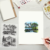 Craspire Bridge, Mountains, Trees, River, Realistic Clear Silicone Stamp Seal for Card Making Decoration and DIY Scrapbooking
