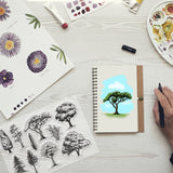 Craspire Tree, Plant, Landscape, Sketch Clear Stamps Silicone Stamp Seal for Card Making Decoration and DIY Scrapbooking