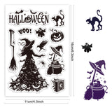 Craspire Custom PVC Plastic Clear Stamps, for DIY Scrapbooking, Photo Album Decorative, Cards Making, Witch Pattern, 160x110x3mm