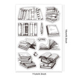 Craspire Book , Bookshelf, Quill, Inkwell, Glasses Clear Stamps Silicone Stamp Seal for Card Making Decoration and DIY Scrapbooking