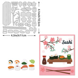 CRASPIRE Sushi, Sakura, Table, Sauce, Wasabi, Chopsticks, Oriental Carbon Steel Cutting Dies Stencils, for DIY Scrapbooking/Photo Album, Decorative Embossing DIY Paper Card