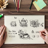 Craspire Afternoon Tea, Coffee, Books, Pocket Watch, Flowers, Teapot Clear Silicone Stamp Seal for Card Making Decoration and DIY Scrapbooking