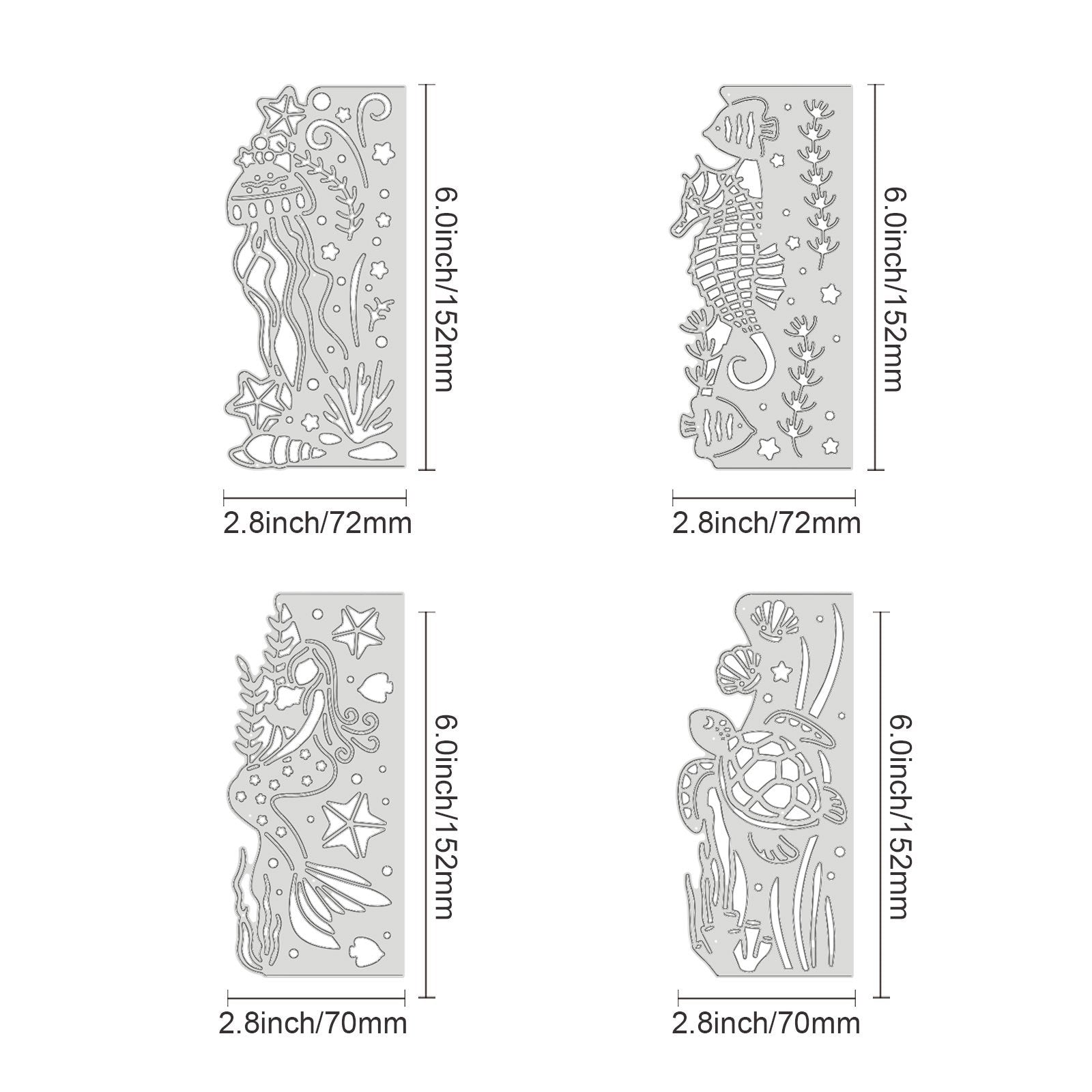 CRASPIRE 4 Pcs 4 Styles Carbon Steel Cutting Dies Stencils, for DIY Scrapbooking/Photo Album, Decorative Embossing DIY Paper Card, Mixed Patterns, 7.2x15.2x0.08cm, 1pc/style