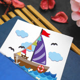 CRASPIRE Combination of Sailboats, Flags, Waves, Seagulls, Fish, Clouds Carbon Steel Cutting Dies Stencils, for DIY Scrapbooking/Photo Album, Decorative Embossing DIY Paper Card