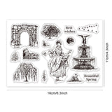 Craspire Roman Style, European Women, Fountain, Tree, Stone Gate Clear Silicone Stamp Seal for Card Making Decoration and DIY Scrapbooking