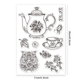 Craspire Teapot, Teacup, Rose Flower Clear Silicone Stamp Seal for Card Making Decoration and DIY Scrapbooking