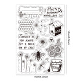 Craspire PVC Plastic Stamps, for DIY Scrapbooking, Photo Album Decorative, Cards Making, Stamp Sheets, Bees Pattern, 16x11x0.3cm