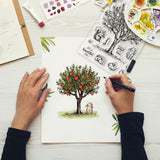 Craspire Fruit Tree, Pomegranate Tree, Pine Tree, Rabbit, Bird Clear Silicone Stamp Seal for Card Making Decoration and DIY Scrapbooking