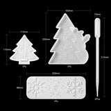 Christmas Theme DIY Display Silicone Molds, and Plastic Pipettes, for Jewelry Making, White, 200x163x18mm