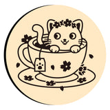 Cat and Coffee Cup Wax Seal Stamps