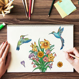 Craspire Flowers and Birds Bouquet Hummingbird Daffodils Daisy Plant Clear Stamps Silicone Stamp Seal for Card Making Decoration and DIY Scrapbooking