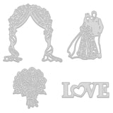 CRASPIRE 4 Pcs 4 Styles Carbon Steel Cutting Dies Stencils, for DIY Scrapbooking/Photo Album, Decorative Embossing DIY Paper Card, Wedding Themed Pattern, 1pc/style