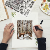 Craspire Birch Forest, Forest Background, Deer in the Forest Clear Silicone Stamp Seal for Card Making Decoration and DIY Scrapbooking
