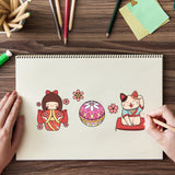 Craspire Oriental, Japanese, Cherry Blossom, Doll, Lucky Cat, Crane, Koi Clear Silicone Stamp Seal for Card Making Decoration and DIY Scrapbooking