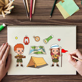 Craspire Adventure People Camp Cute Backpack Signpost Fire Map Tent Clear Stamps Silicone Stamp Seal for Card Making Decoration and DIY Scrapbooking