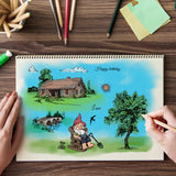 Craspire Gnome, Landscape, House Stamps Silicone Stamp Seal for Card Making Decoration and DIY Scrapbooking