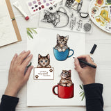 CRASPIRE Cat, Teacup Stamps Silicone Stamp Seal for Card Making Decoration and DIY Scrapbooking