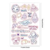 Craspire Universe Silicone Stamp Seal for Card Making Decoration and DIY Scrapbooking, Universe Themed Pattern, Alien, Planet, Rocket, Spaceship
