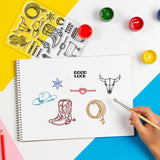 Craspire Cowboy, Barrel, Horn, Rope, Cactus Stamps Silicone Stamp Seal for Card Making Decoration and DIY Scrapbooking