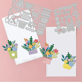 CRASPIRE Flowerpot, Flower Carbon Steel Cutting Dies Stencils, for DIY Scrapbooking/Photo Album, Decorative Embossing DIY Paper Card