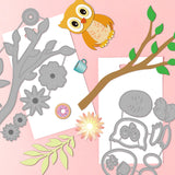 CRASPIRE Owl, Coffee, Donuts, Twigs Carbon Steel Cutting Dies Stencils, for DIY Scrapbooking/Photo Album, Decorative Embossing DIY Paper Card