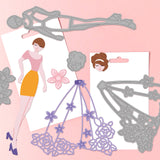 CRASPIRE Girl, Flower, Skirt, Clothes Carbon Steel Cutting Dies Stencils, for DIY Scrapbooking/Photo Album, Decorative Embossing DIY Paper Card