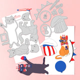 CRASPIRE Cat, Presidents Day, Hat, Badge, Balloon, Ribbon Carbon Steel Cutting Dies Stencils, for DIY Scrapbooking/Photo Album, Decorative Embossing DIY Paper Card