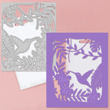 CRASPIRE 2 Pieces Hummingbird, Flowers, Tropical Leaves Carbon Steel Cutting Dies Stencils, for DIY Scrapbooking/Photo Album, Decorative Embossing DIY Paper Card