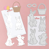 CRASPIRE Rabbit Silhouette, Bushes, Basket, Eggs Carbon Steel Cutting Dies Stencils, for DIY Scrapbooking/Photo Album, Decorative Embossing DIY Paper Card